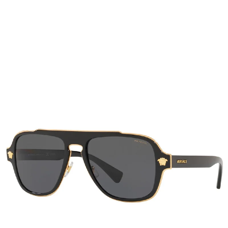 ladies sunglasses broad shape -Versace Metal Man Sunglass Black