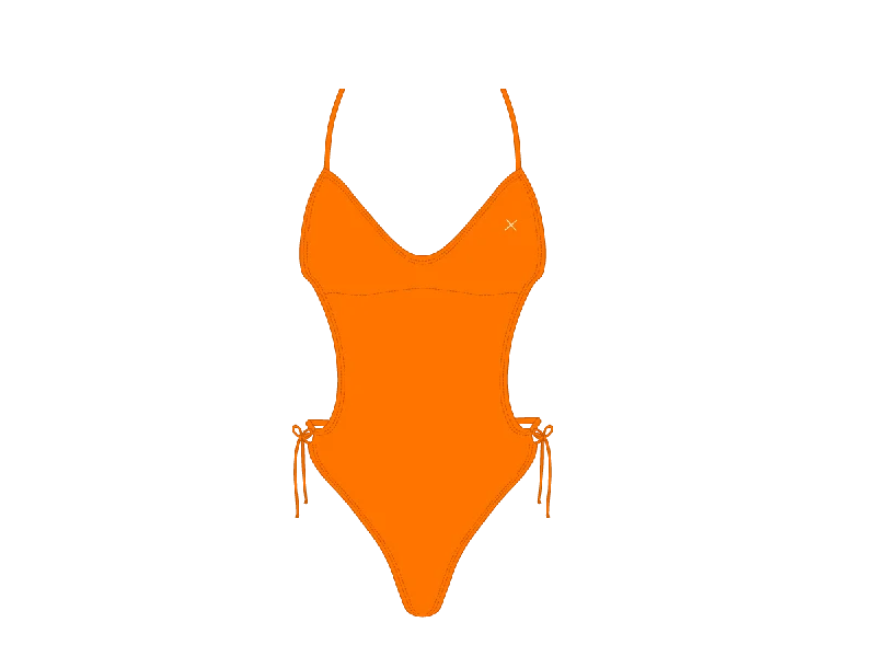 ladies one-piece swimsuit fine wave -Wild Orange Ringer One Piece