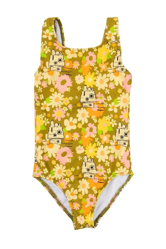 ladies one-piece swimsuit long frame -Seaesta Surf x Peanuts® Ditsy Floral Swimsuit