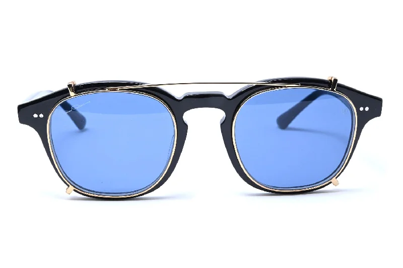 ladies sunglasses flat shape -James Dean® - Piano Black with Gold - Deep Blue