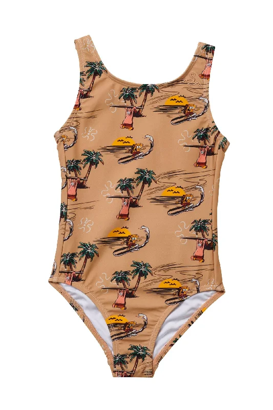 ladies one-piece swimsuit fall splash -Seaesta Surf x SpongeBob® Tropical Swimsuit / Sun Bleached