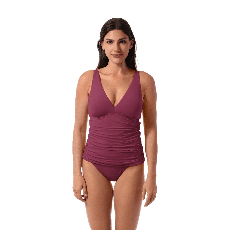 ladies one-piece swimsuit slick edge -Jantzen Surplice One Piece Swimsuit - Mulberry