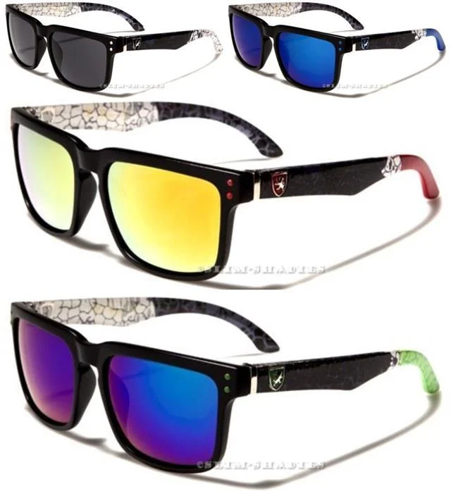 ladies sunglasses flat glow -Khan Classic Sports Mirror Sunglasses UV400