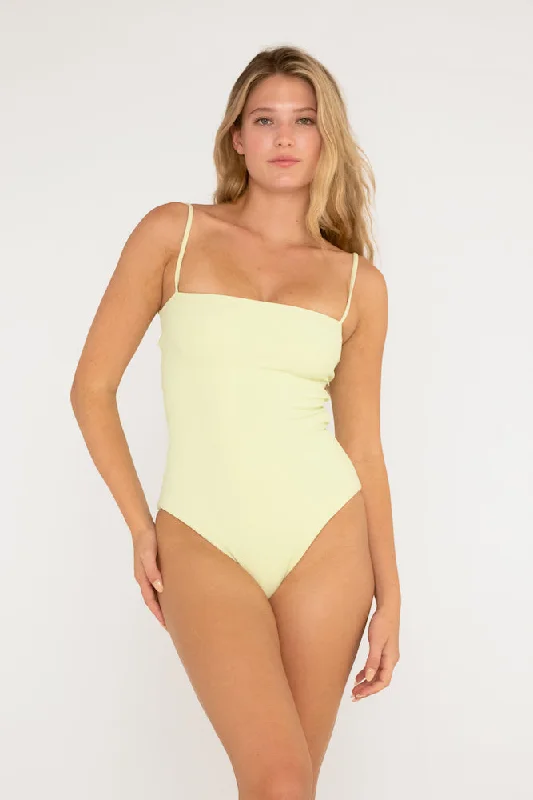 ladies one-piece swimsuit pure fit -Luna One Piece // Light Lime (ribbed)