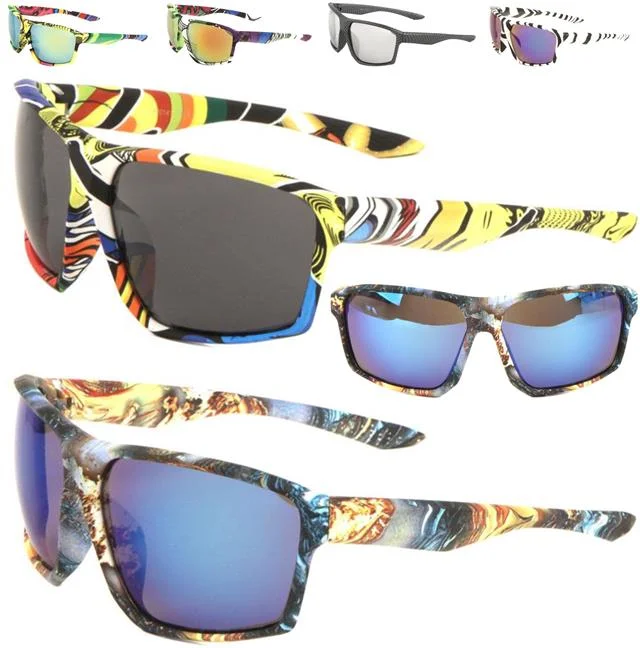 ladies sunglasses bold arms -Oversized Sports Wrap Surfer skateboarding Graffiti Street Sunglasses