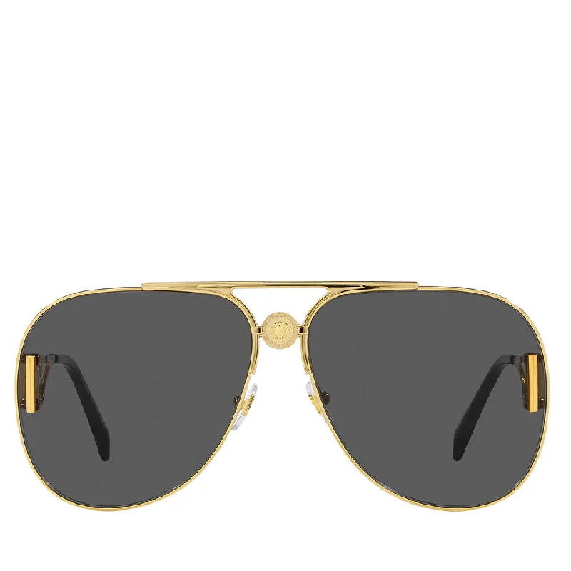 ladies sunglasses low temples -Versace Metal Unisex Sunglass Gold