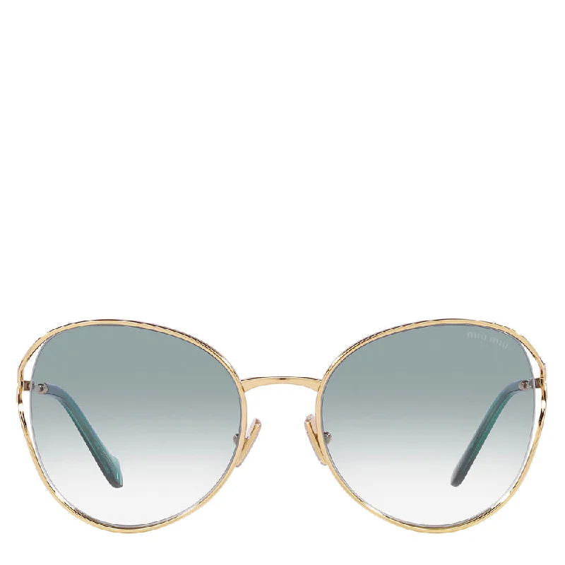 ladies sunglasses tide glow -Miu Miu Metal Woman Sunglass Pale Gold 53ys