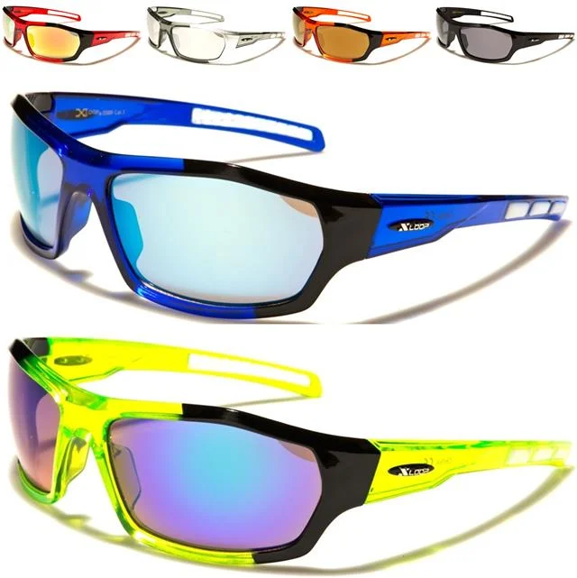 ladies sunglasses scratch resistant -X-Loop Cricket Mirrored Sports Wrap sunglasses