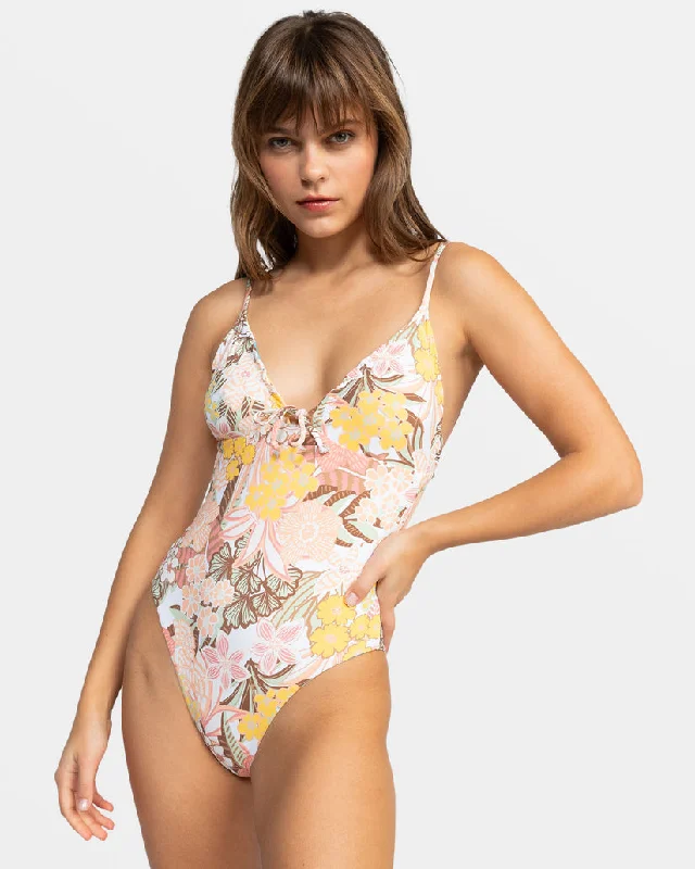 ladies one-piece swimsuit box grid -Playa Paradise Reversible One-Piece Swimsuit