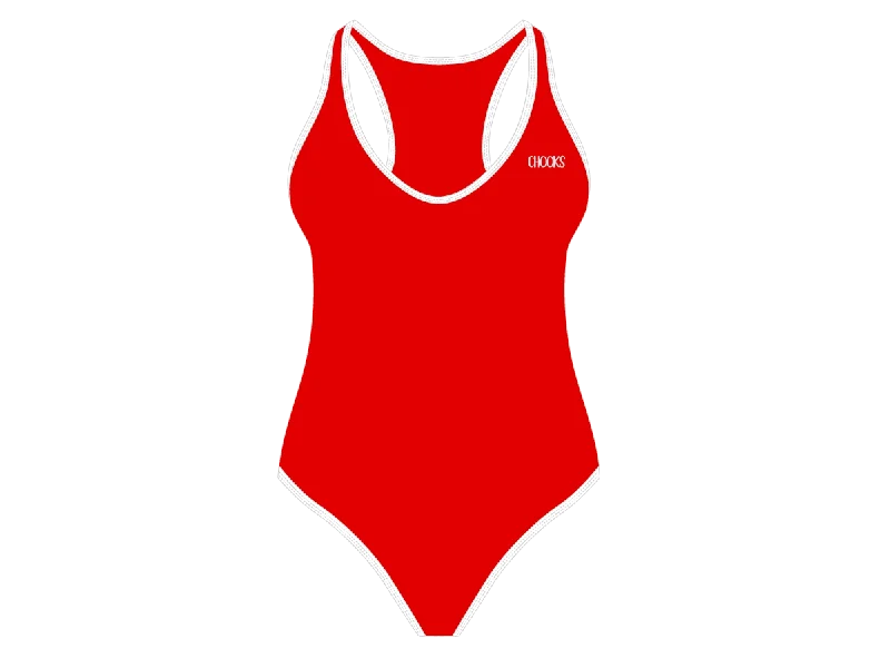 ladies one-piece swimsuit shaped cut -Bay Red Cayman One-Piece