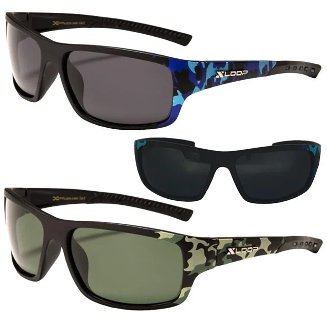 ladies sunglasses triple layer -Camouflage Xloop Polarized Sports Sunglasses